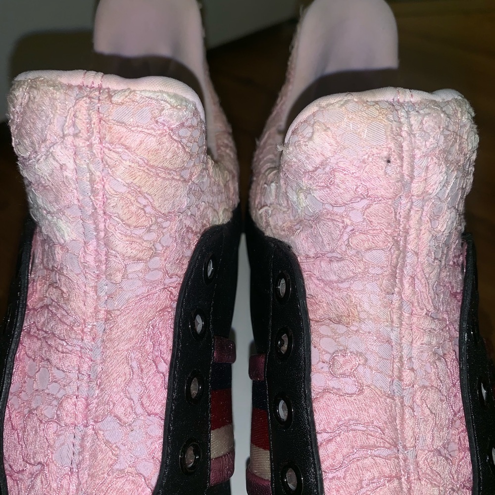 GUCCI ACE LACE & LEATHER HIGH TOP SNEAKERS - Picture 4 of 10